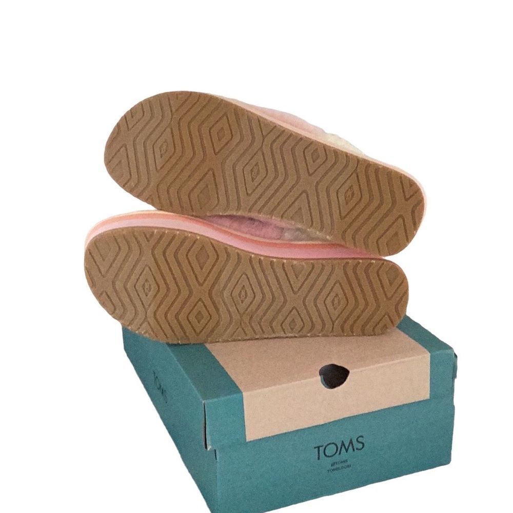 TOMS NEW IN BOX WOMENS SOFIA EVA CHALKY PINK FAUX FUR SLING BACK SHOE PLATFORM - Picture 7 of 10